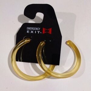 Chunky Yellow Half Hoop Big Earrings - Women's Fashion Jewelry